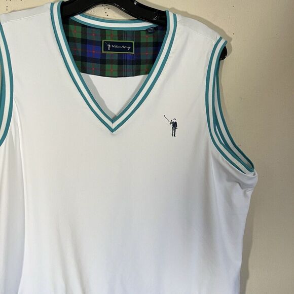 William Murray Women's V Neck Golf Dress Size XL Zip Pockets White Printed - Picture 2 of 6